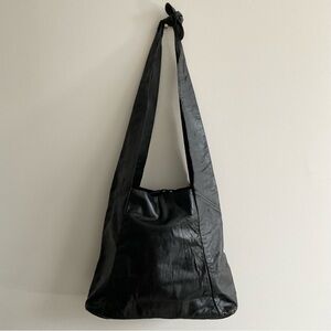 Vintage 90s Margolin Black Leather Slouch Hobo Bag